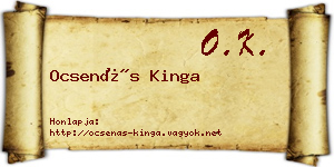 Ocsenás Kinga névjegykártya