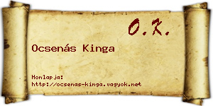 Ocsenás Kinga névjegykártya